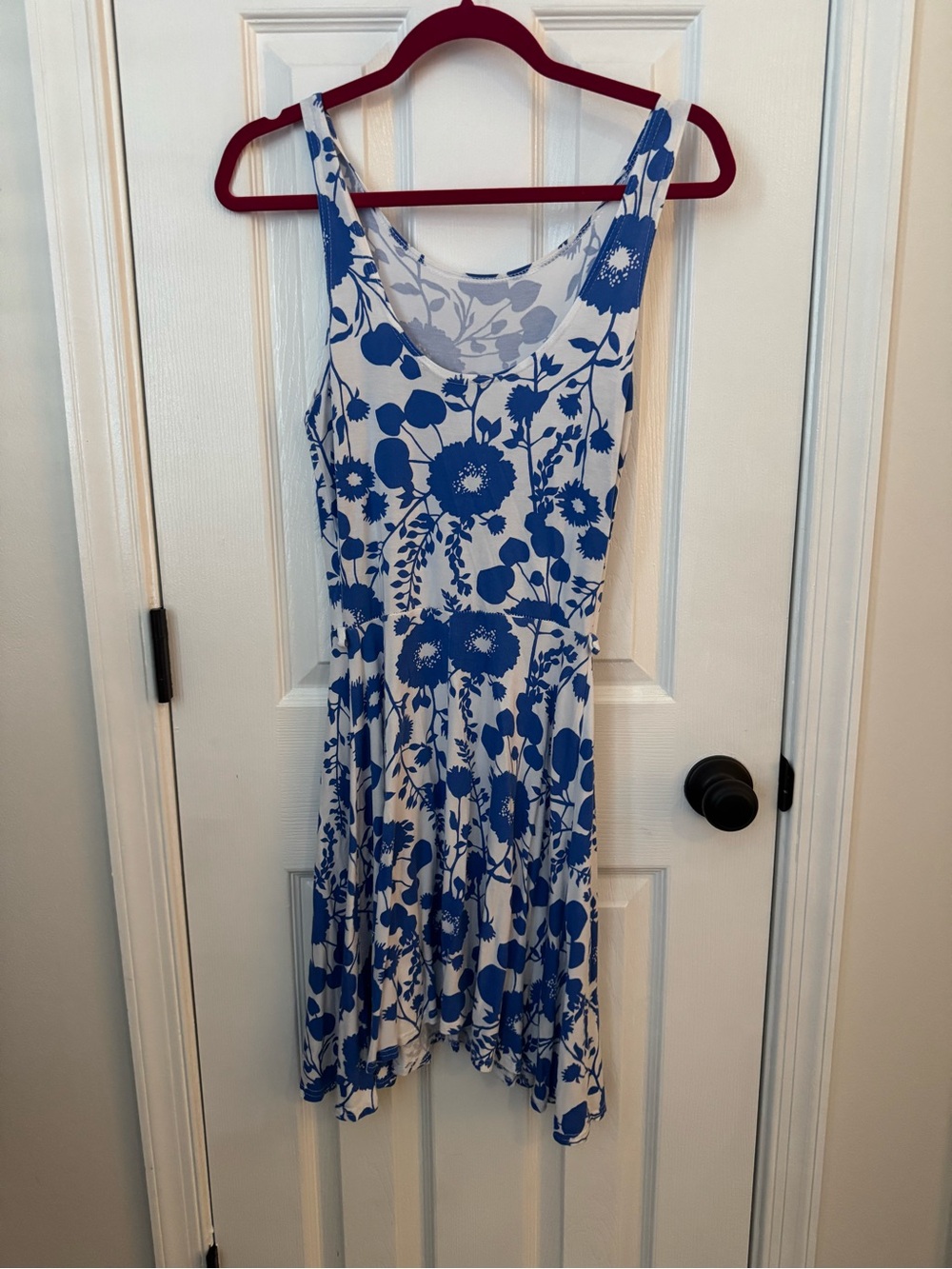 Atmosphere White Midi Dress with Blue Floral Print